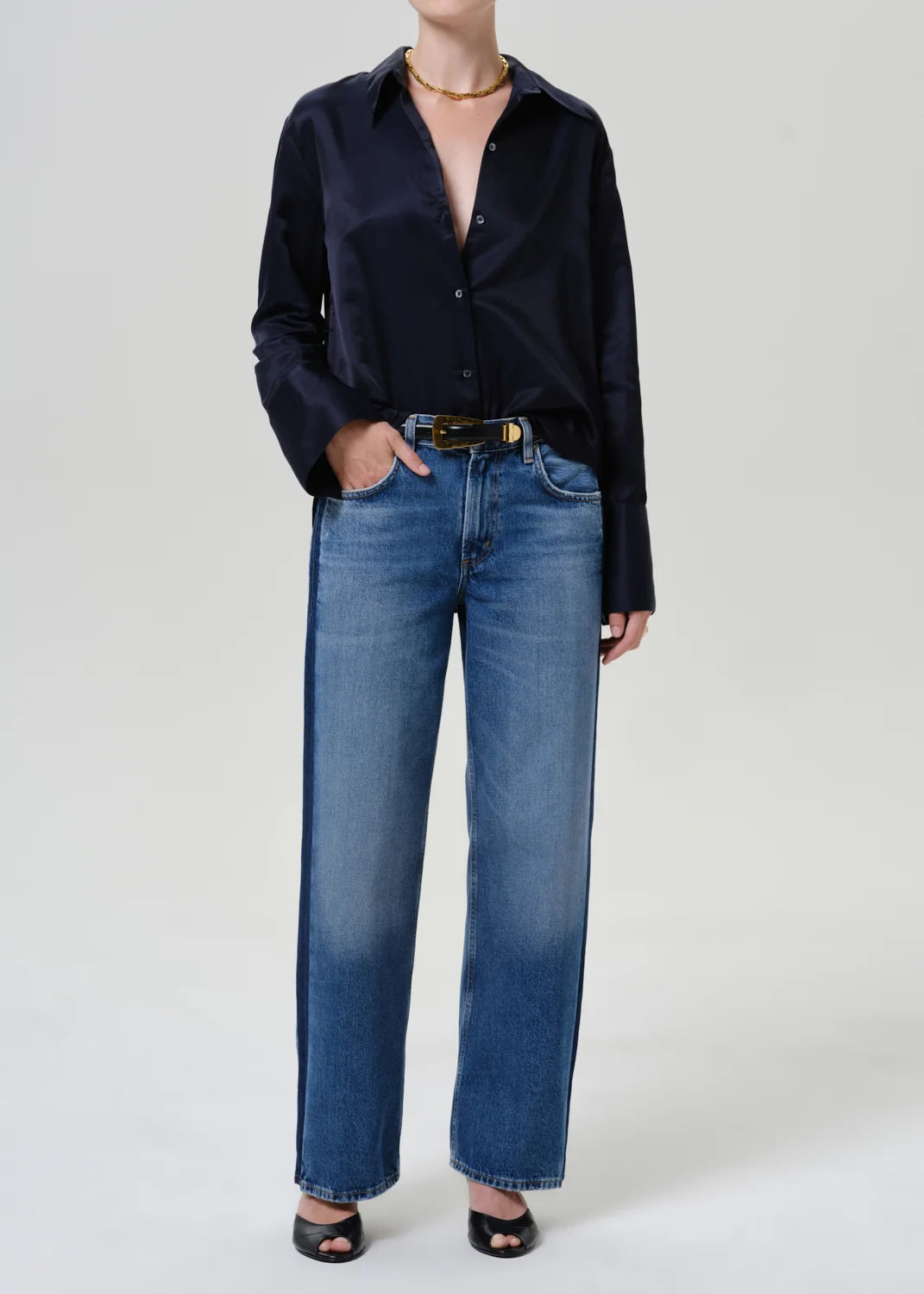 COH | Lindz Low Rise Easy Straight with Tuxedo Stripe in Liro