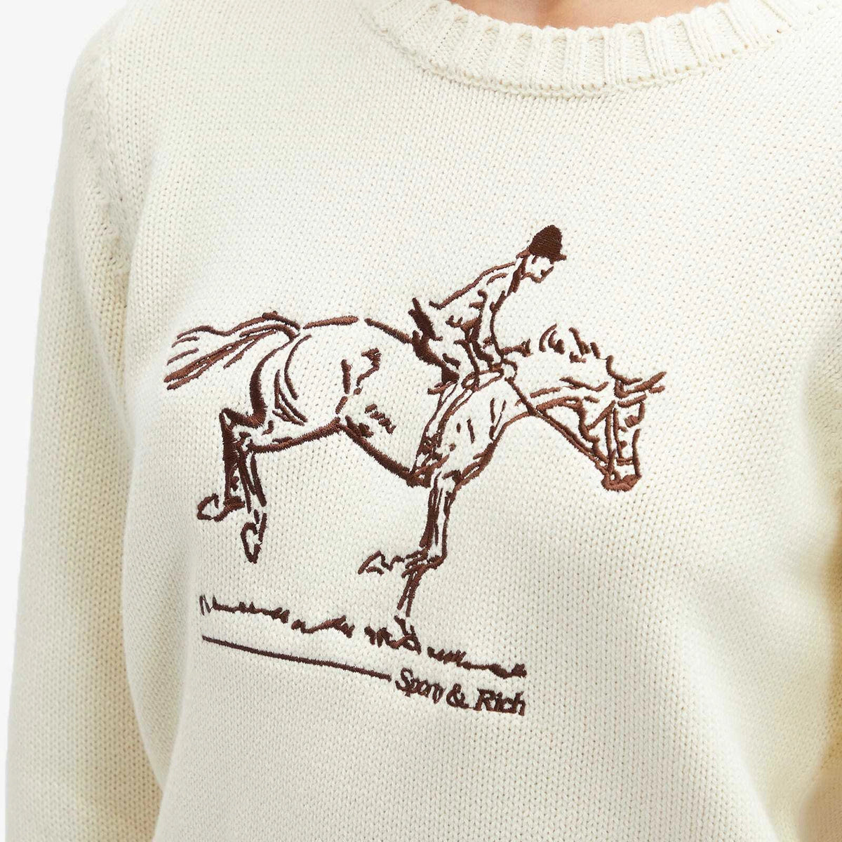 Sporty & Rich | Horse Knitted Sweater in Cream