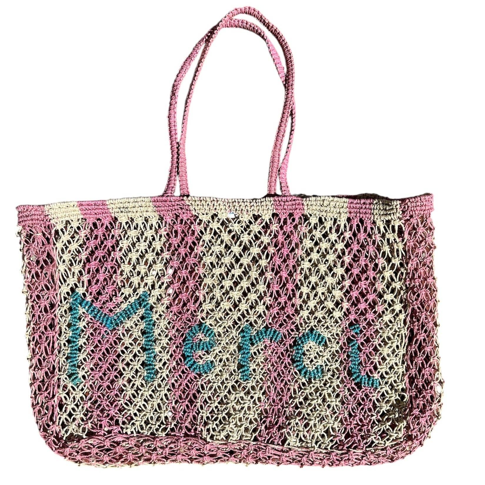 St Jean Jute Beach Tote "Merci"