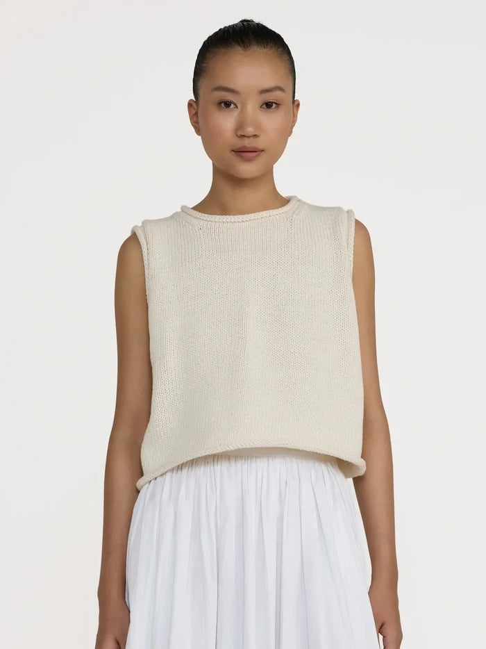 LAUDE | Cropped Knit Tank in Ivory