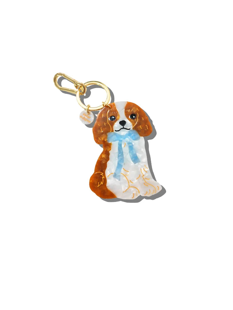 Solar Eclipse | Hand-Painted King Charles Bag Charm + Keychain