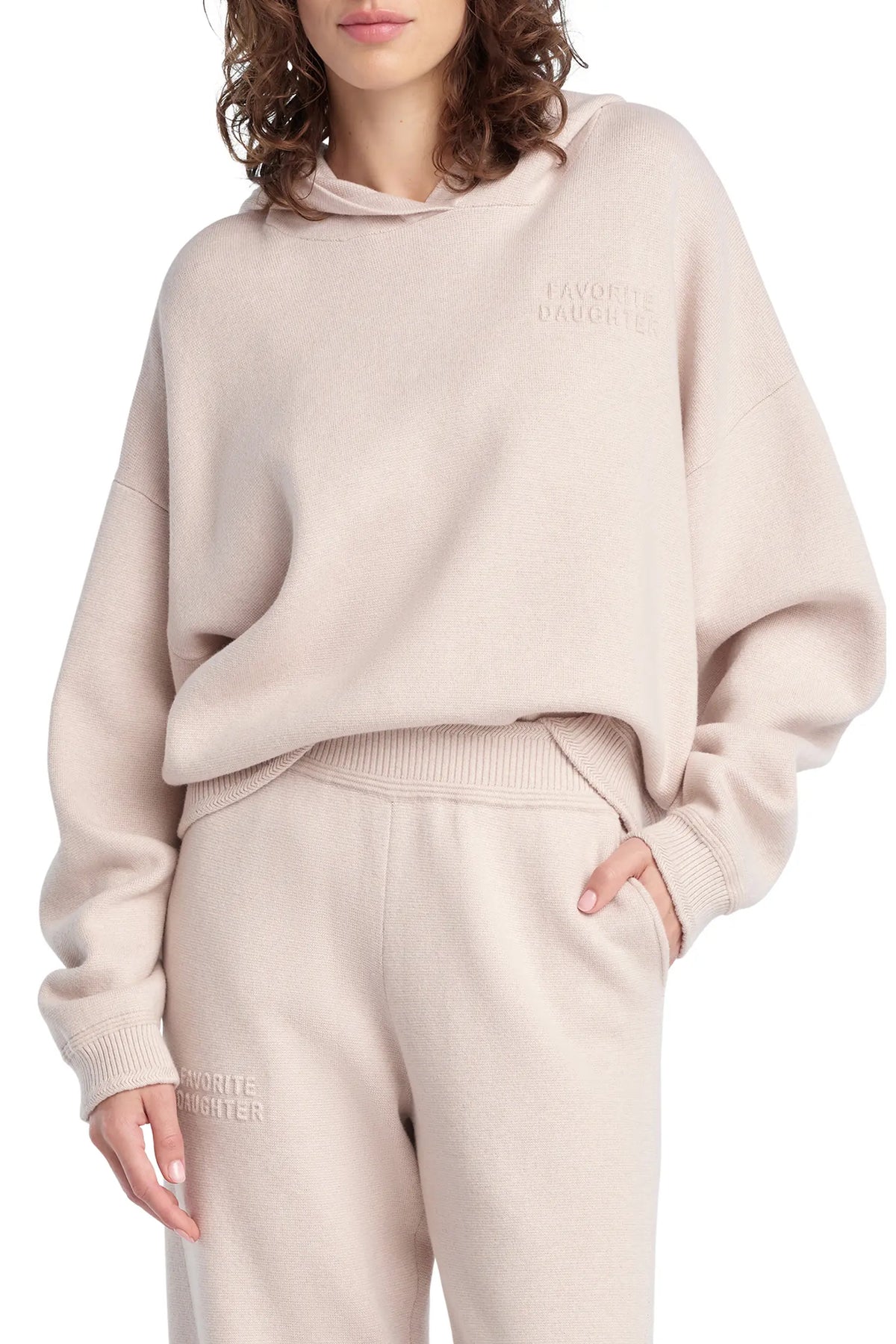 Favorite Daughter | The Staying In Cotton & Cashmere Hoodie in Blush Pink