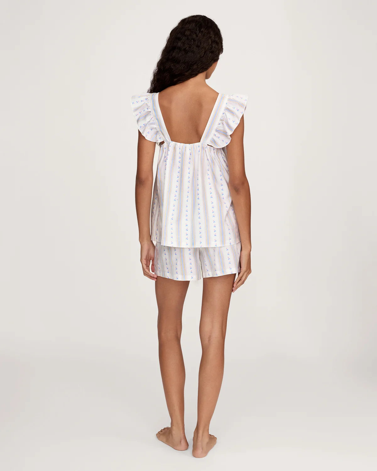 Petite Plume | Women's Twill Clara Short Set in Cottage Stripe