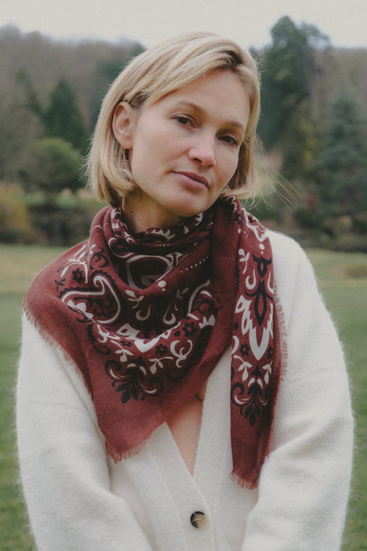 Bandana Chocolate Scarf (Wool/Silk Blend)