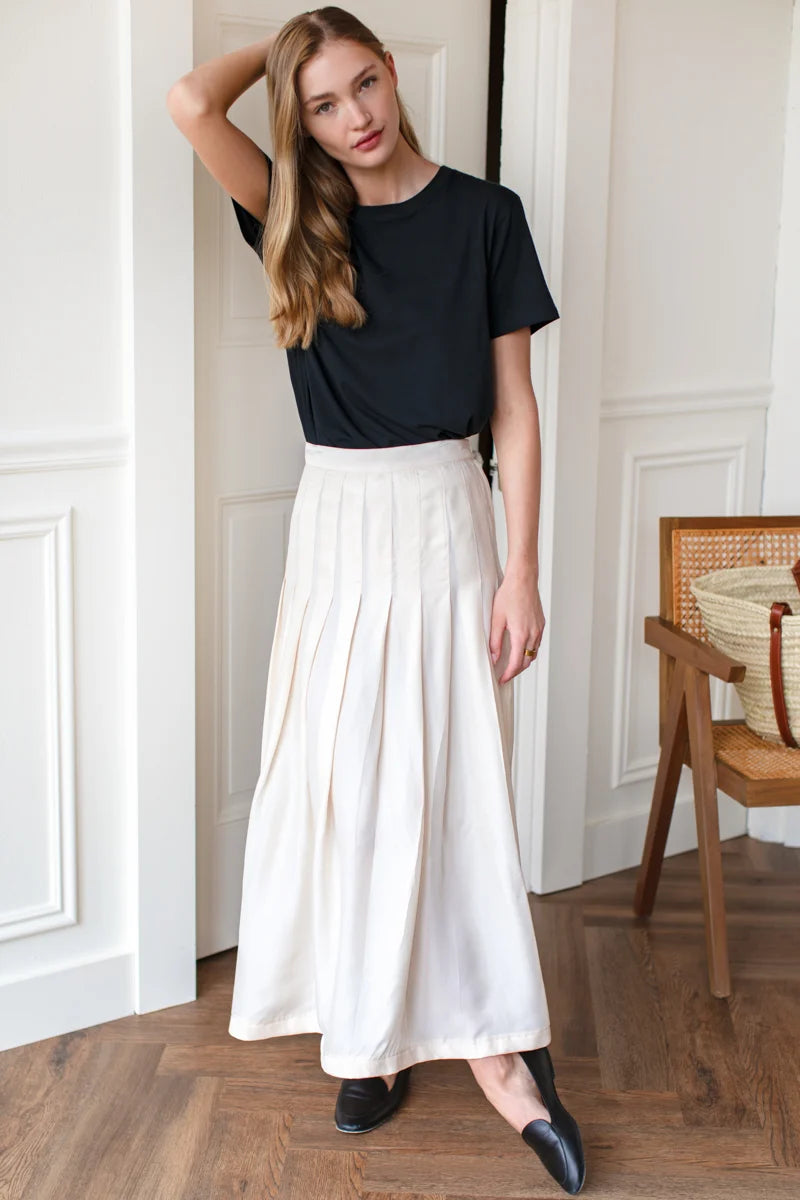 Emerson Fry | Atelier Pleated Maxi Skirt in Arctic Wolf