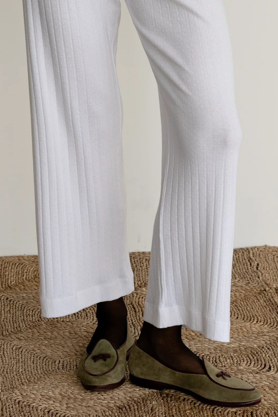 DONNI. | The Pointelle Simple Crop Pant in Powder