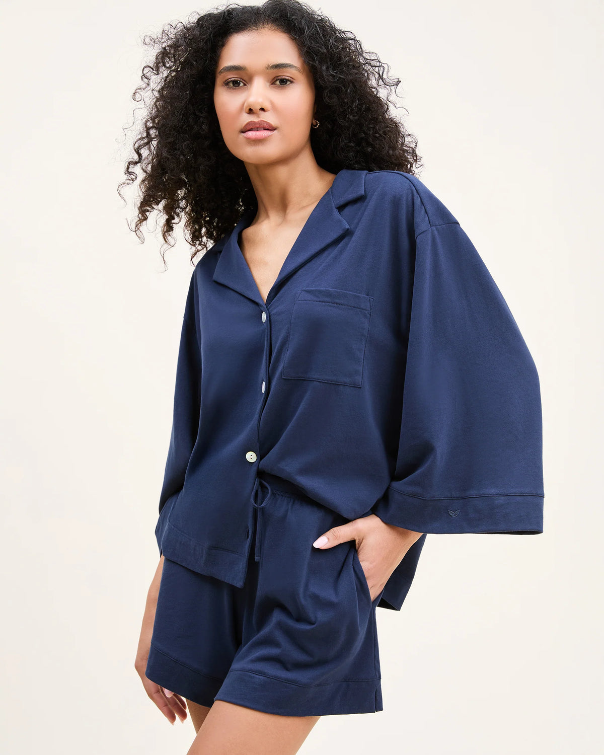 Petite Plume | The Olivia Pima Short Set in Navy