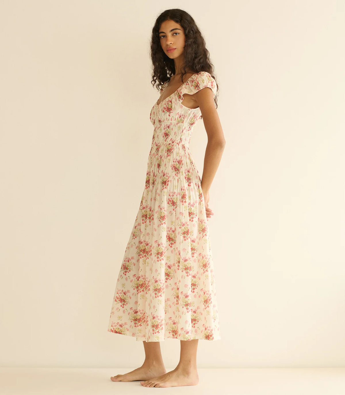 DÔEN | Quinette Dress in Ivory Lantana Floral