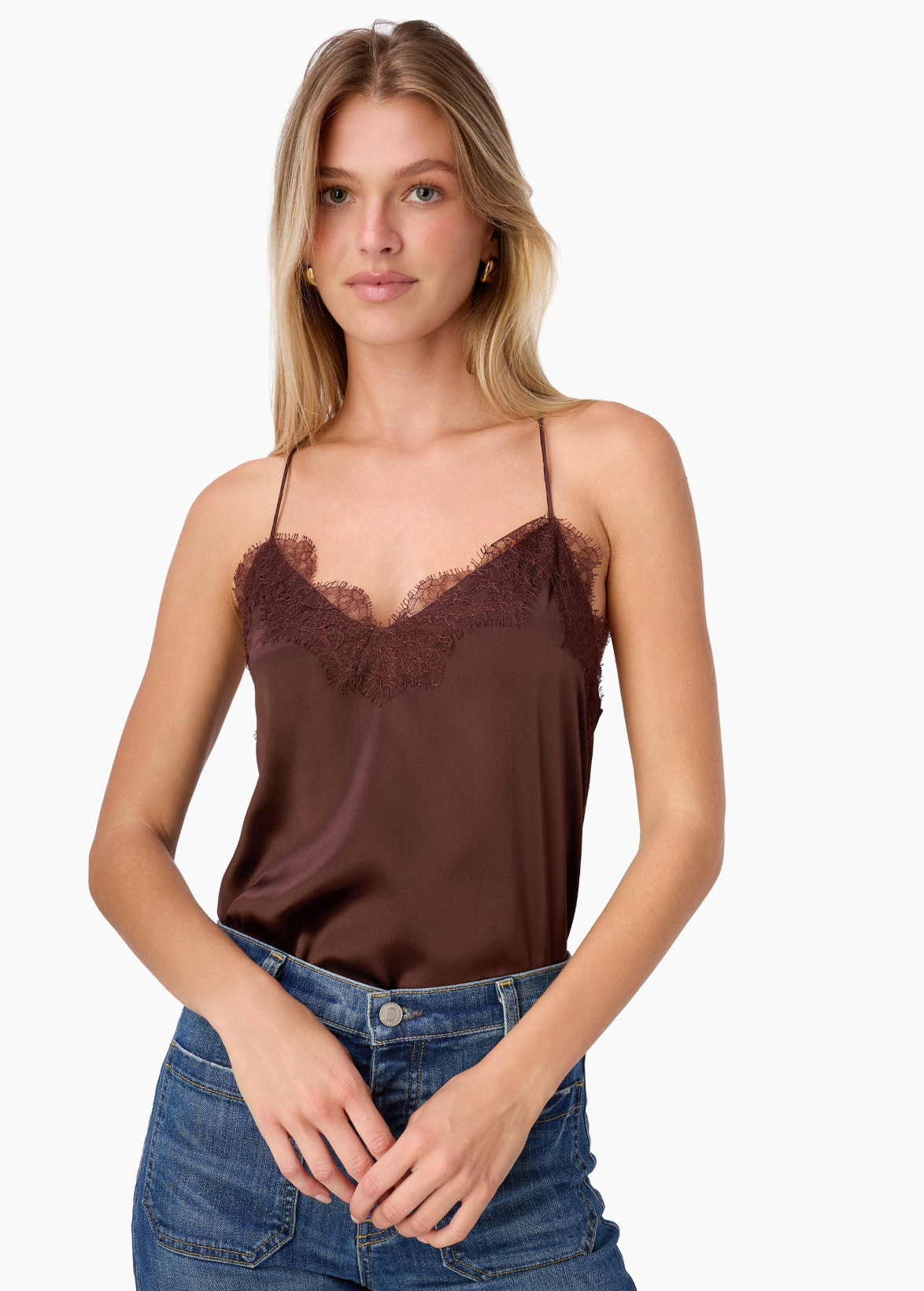 Cami NYC | Racer Charmeuse Camisole in Sable