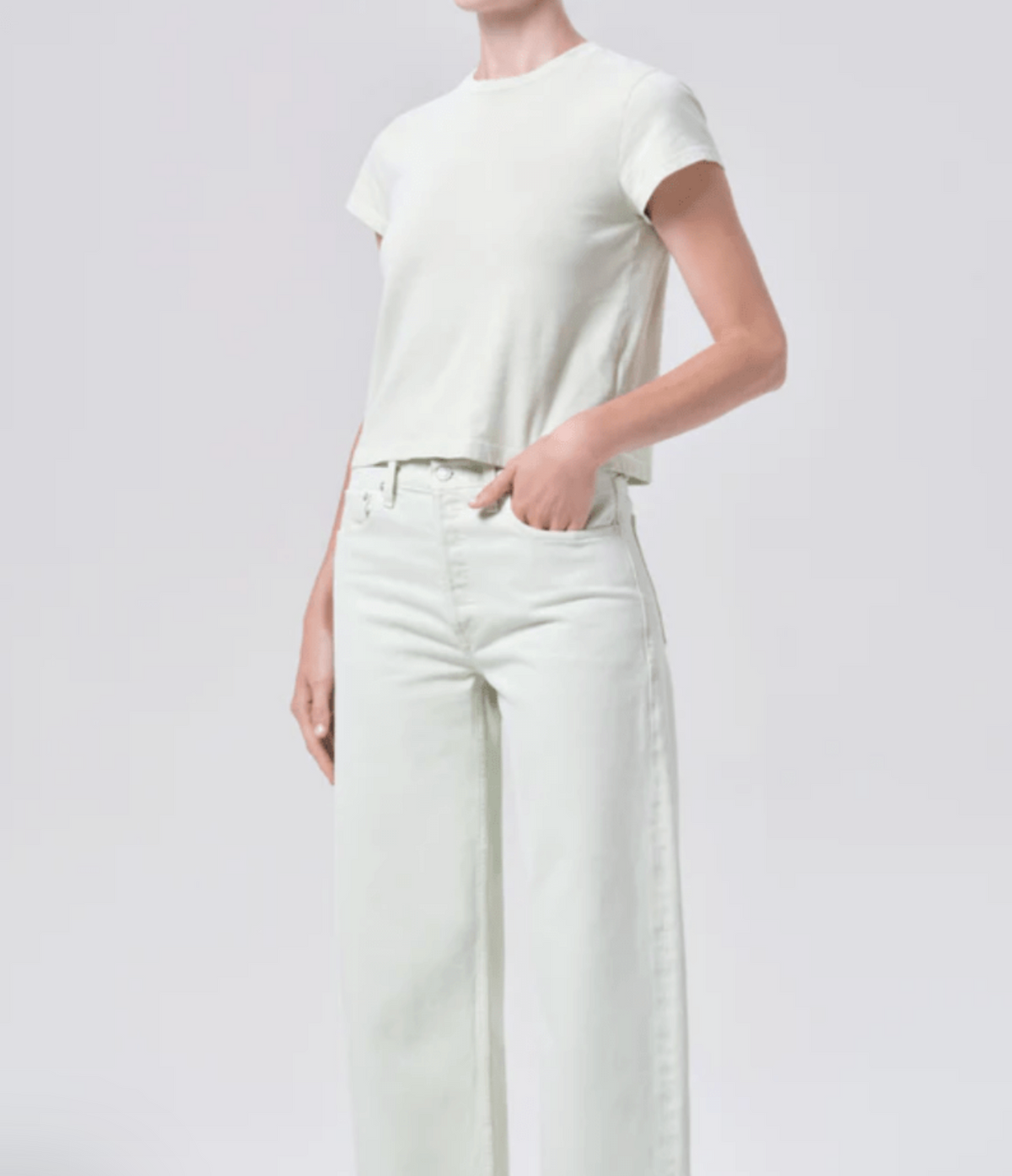 AGOLDE | Adine Shrunken Tee in Mint Cream
