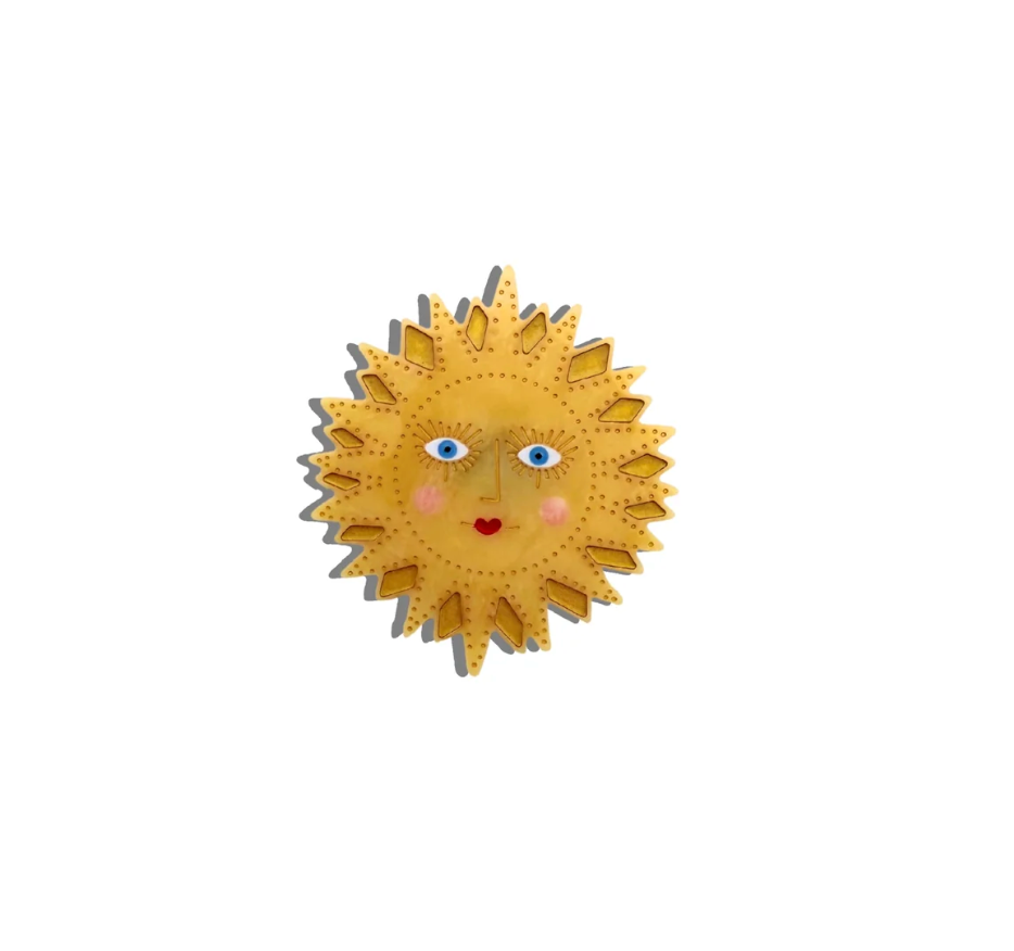 Solar Eclipse | Hand-painted Celestial Sun Brooch Pin