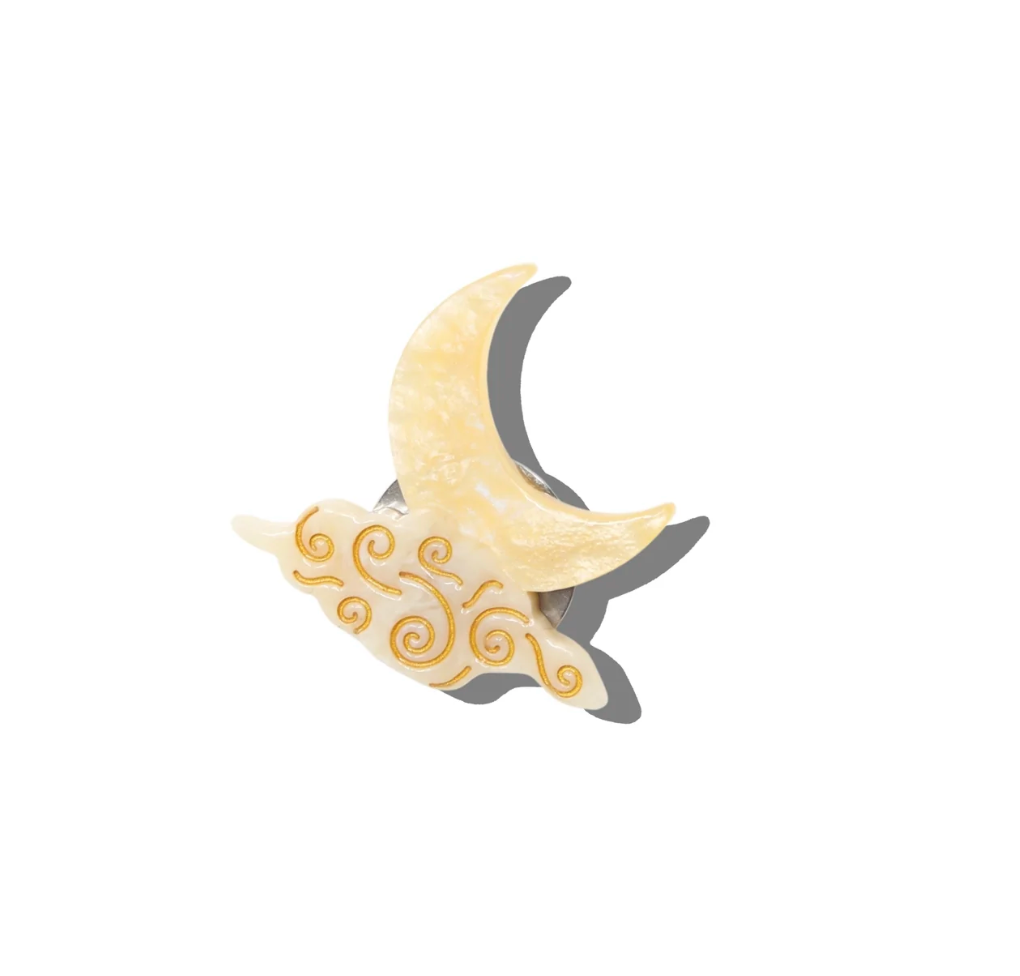 Solar Eclipse | Hand-painted Celestial Moon Brooch Pin