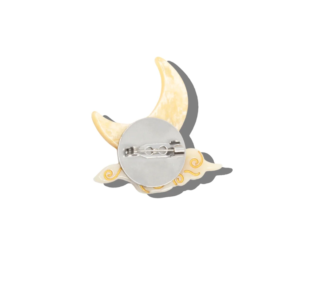 Solar Eclipse | Hand-painted Celestial Moon Brooch Pin