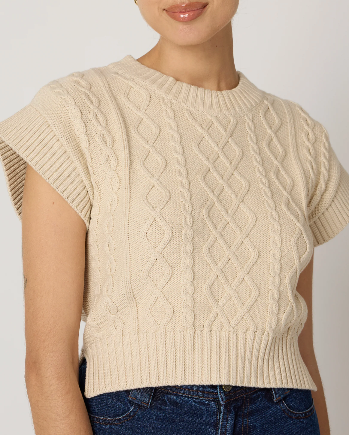 Cleobella | Gigi Cropped Sweater Vest in Cream