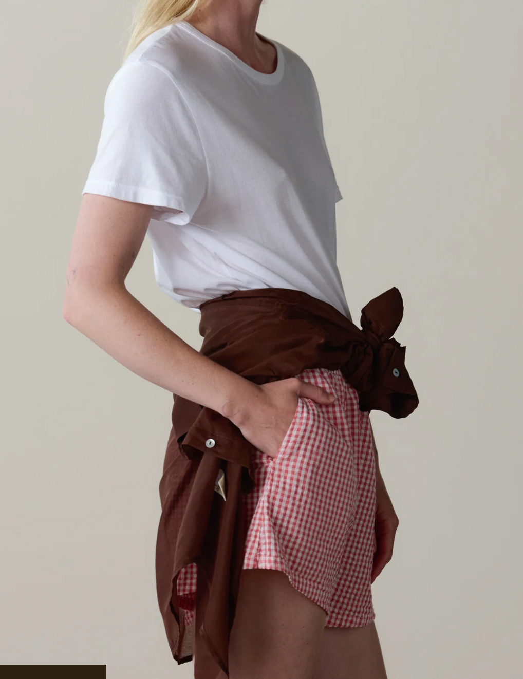 DONNI. | The Cotton Gingham Tap Short