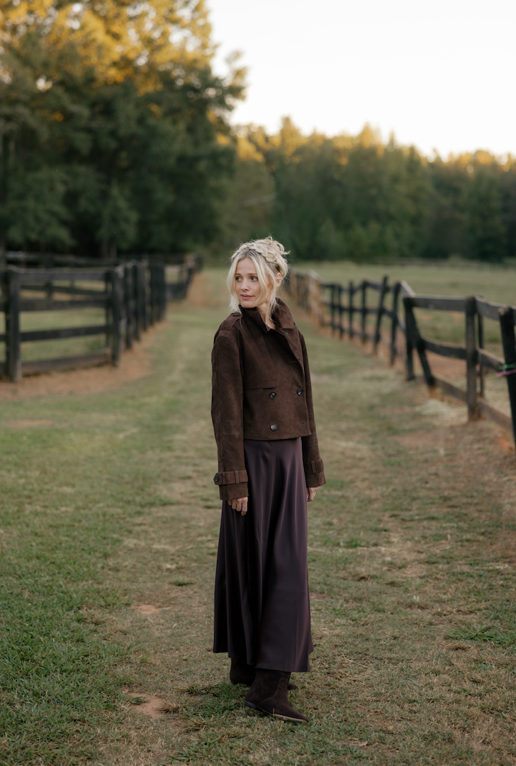 Cami NYC | Saskia Suede Jacket in Dark Umber