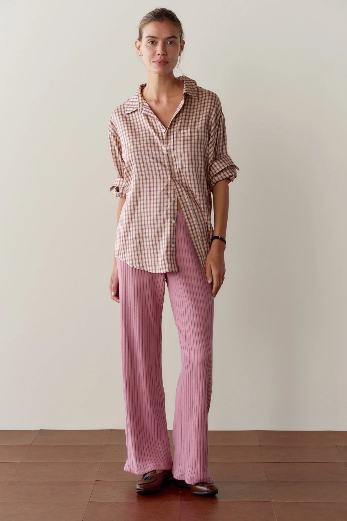 DONNI. | The Sweater Rib Simple Pant in Rose