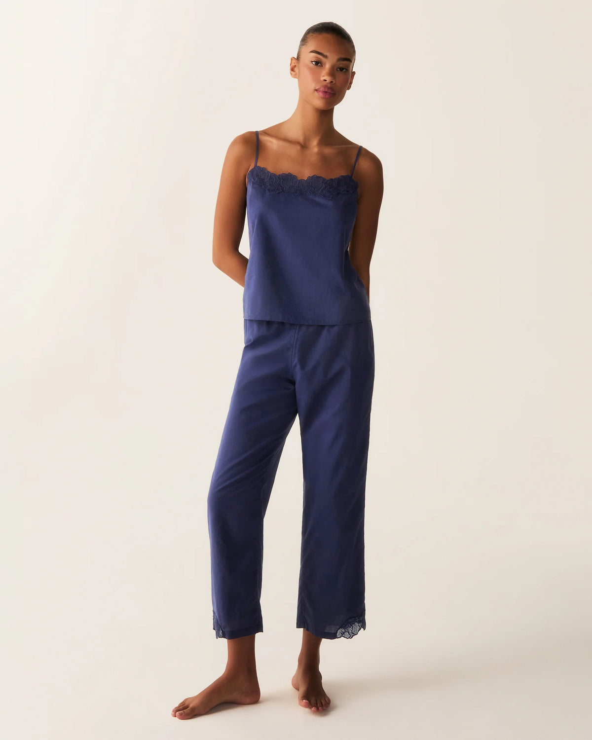 Petite Plume | Women's Voile Fleur Cami Pant Set in Navy