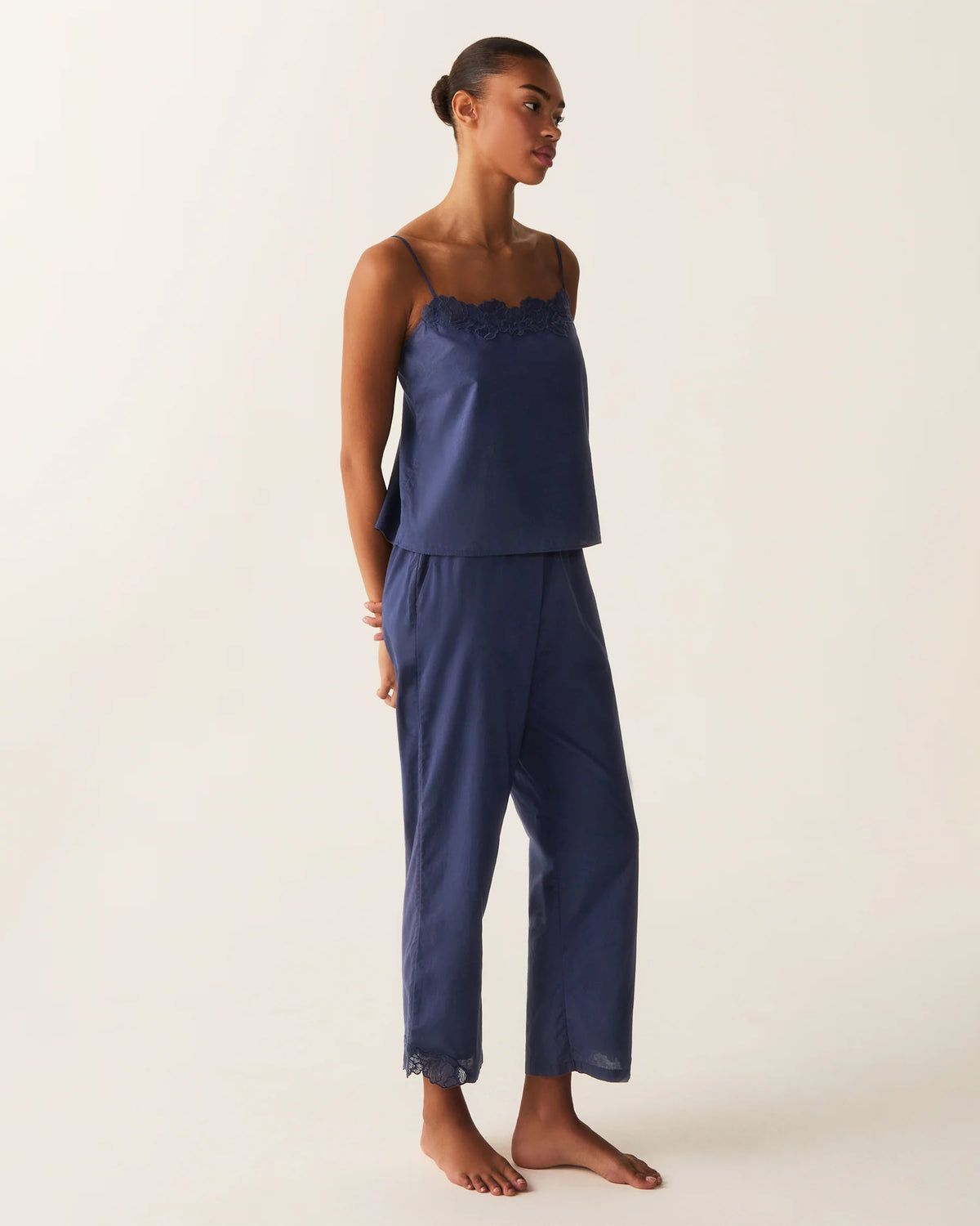Petite Plume | Women's Voile Fleur Cami Pant Set in Navy