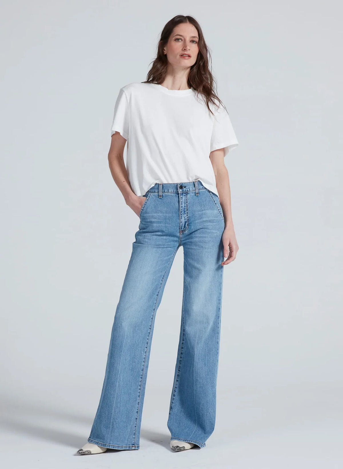 ASKK NY | Brighton Wide Leg Denim Trouser in Keelover