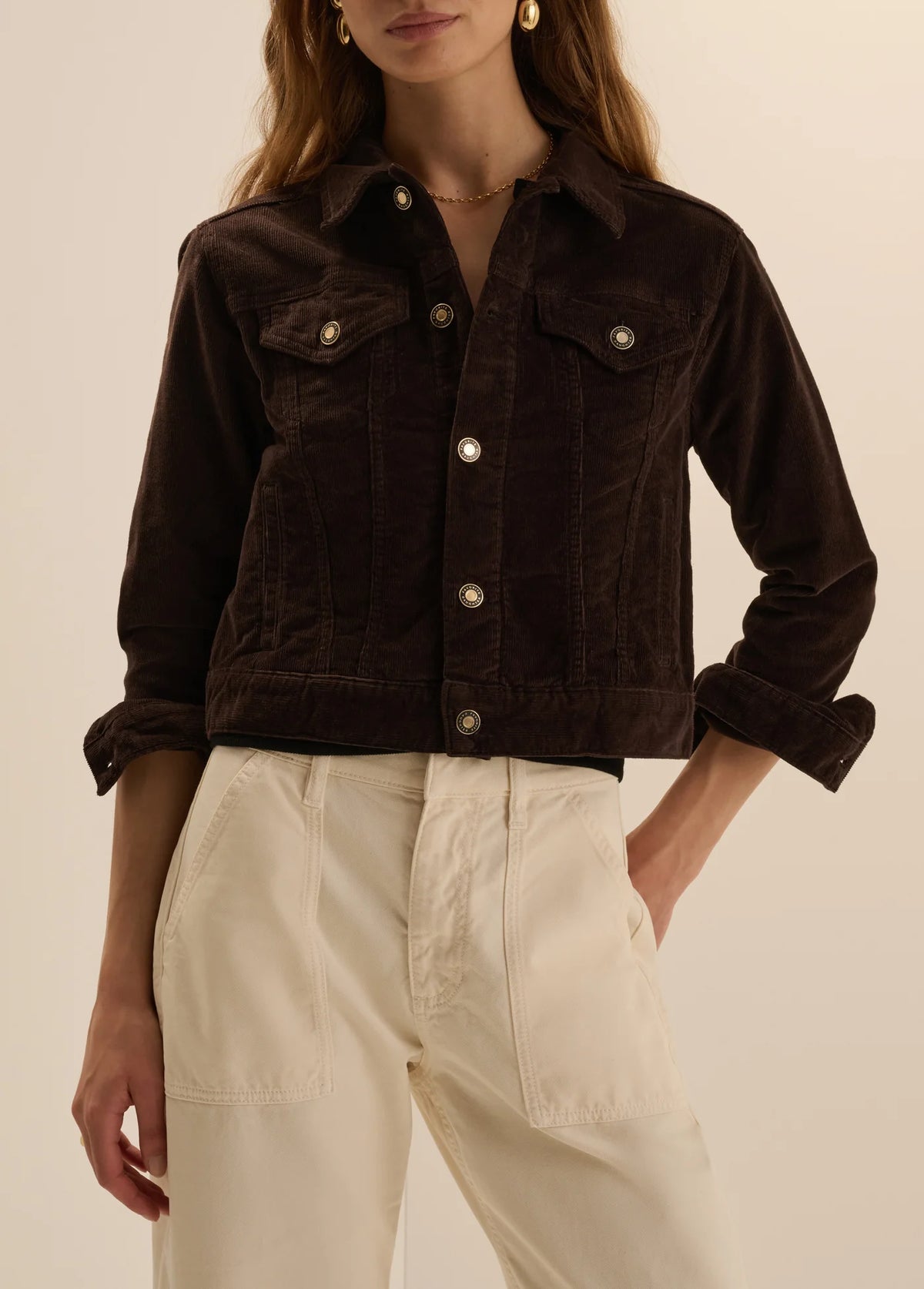 Favorite Daughter | The Cord Trucker Jacket in Espresso