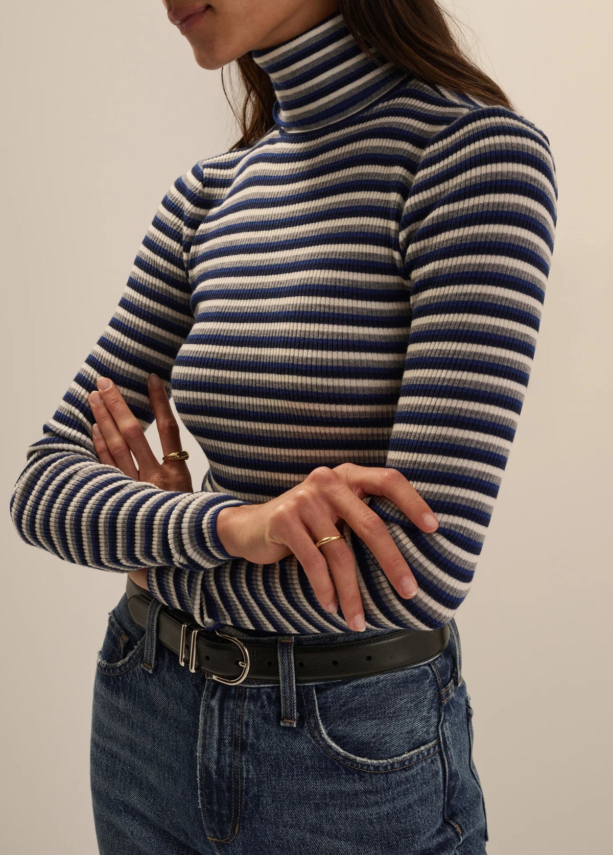Favorite Daughter | The Amelia Long Sleeve Top in Cobalt Mini Stripe