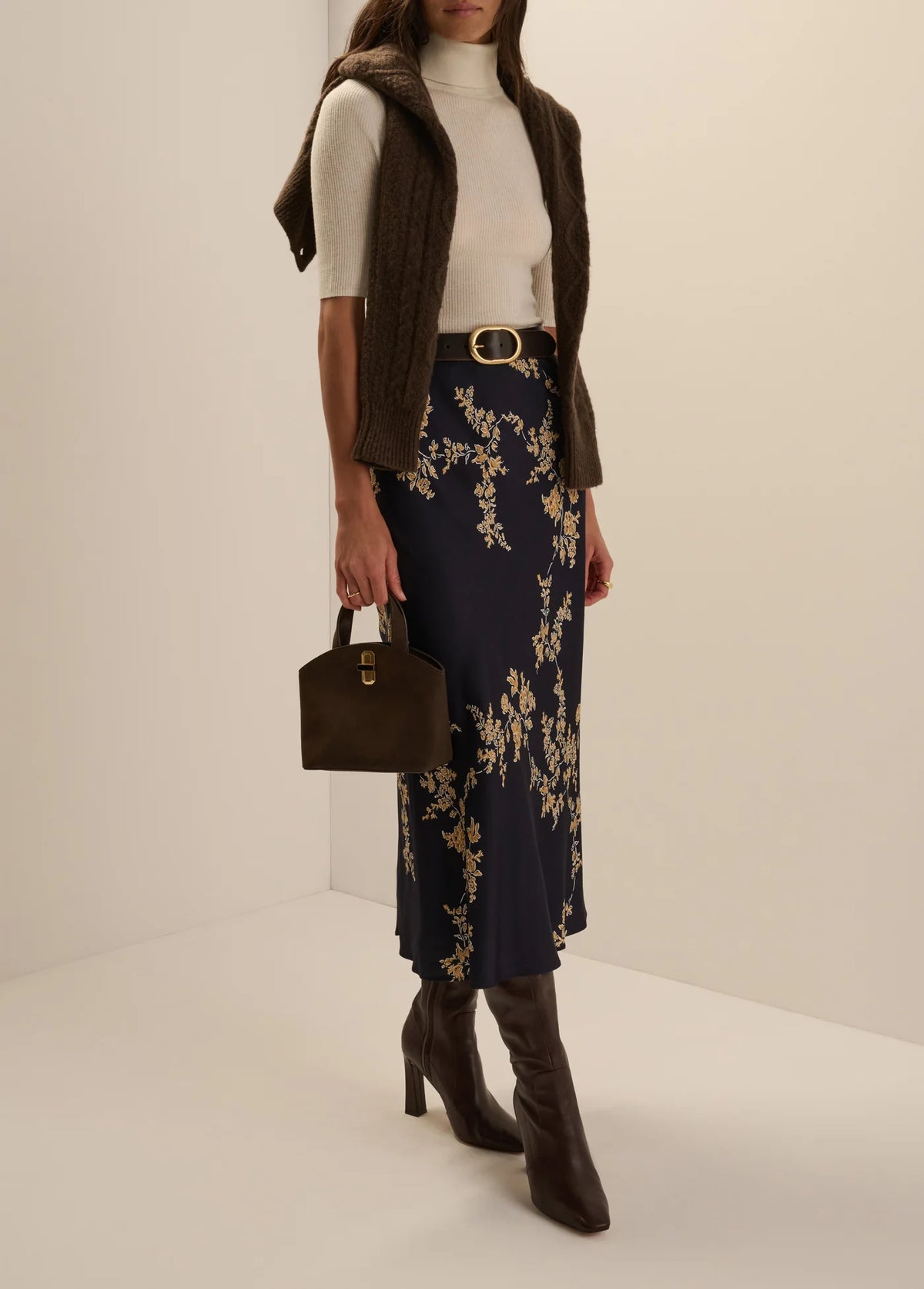 Favorite Daughter | The Jojo Skirt in Navy Vine Floral
