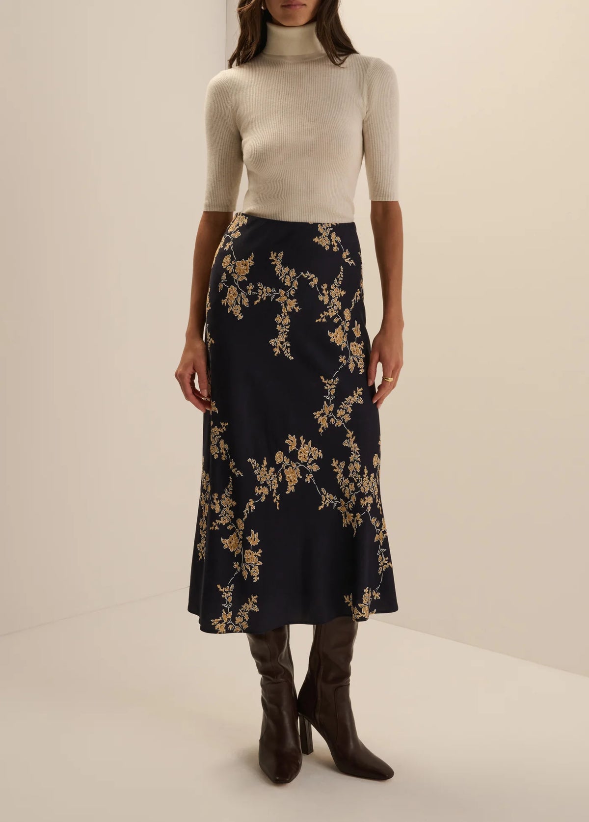 Favorite Daughter | The Jojo Skirt in Navy Vine Floral