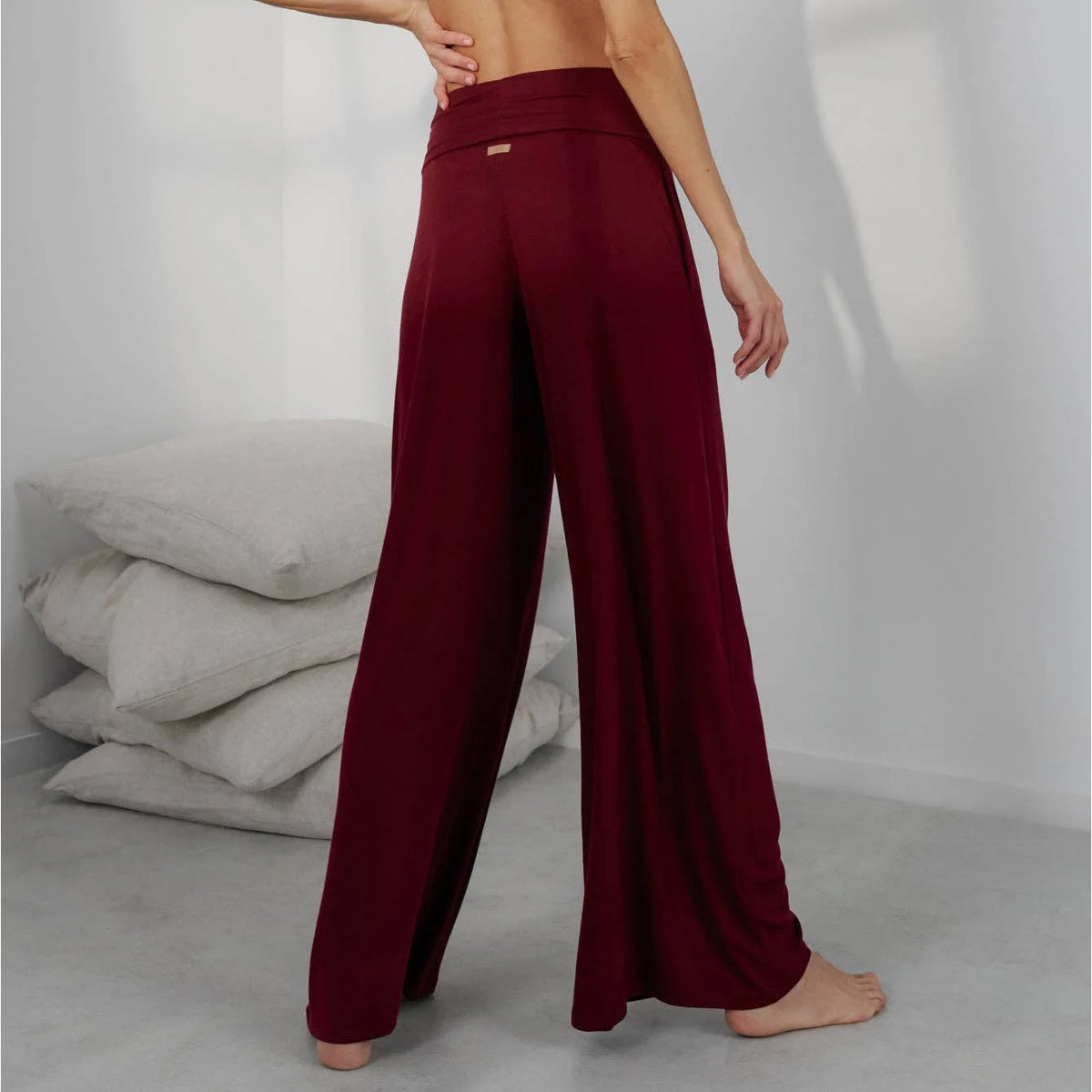 LUNYA | Soft Modal Rib Foldover Pant in Calliope Wine