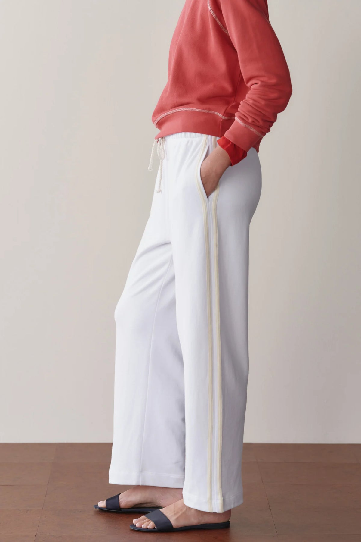 DONNI. | The Eco-Terry Stripe Pant in Powder