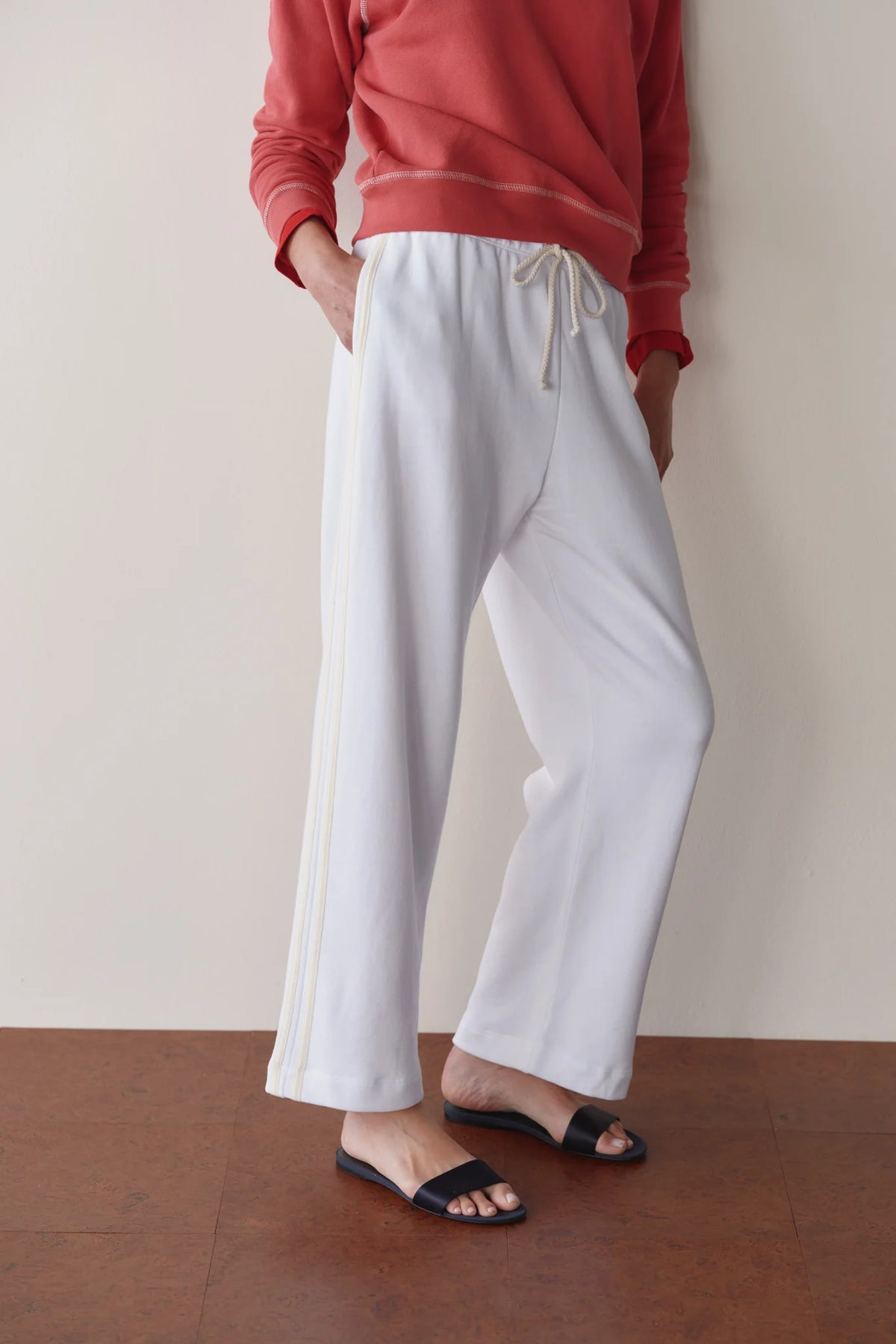 DONNI. | The Eco-Terry Stripe Pant in Powder