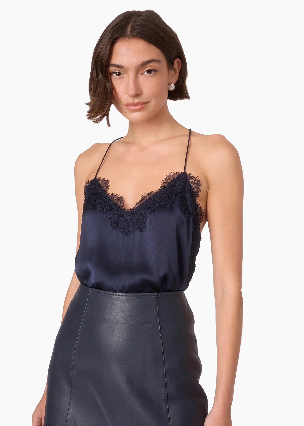 Cami NYC | Racer Charmeuse Camisole in Navy
