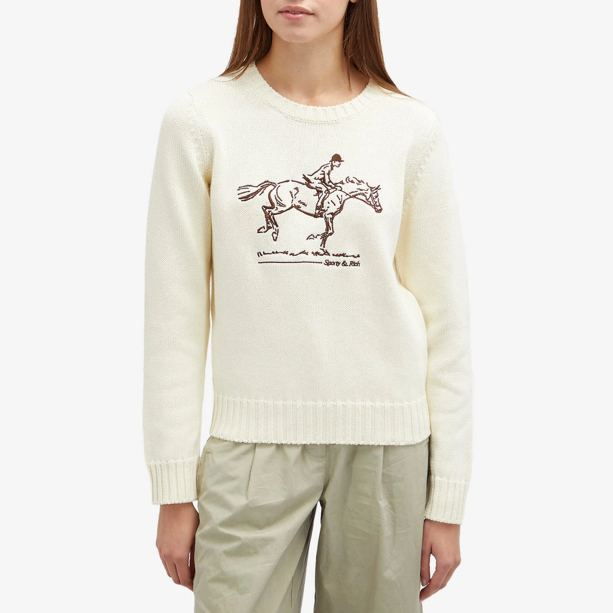 Sporty & Rich | Horse Knitted Sweater in Cream