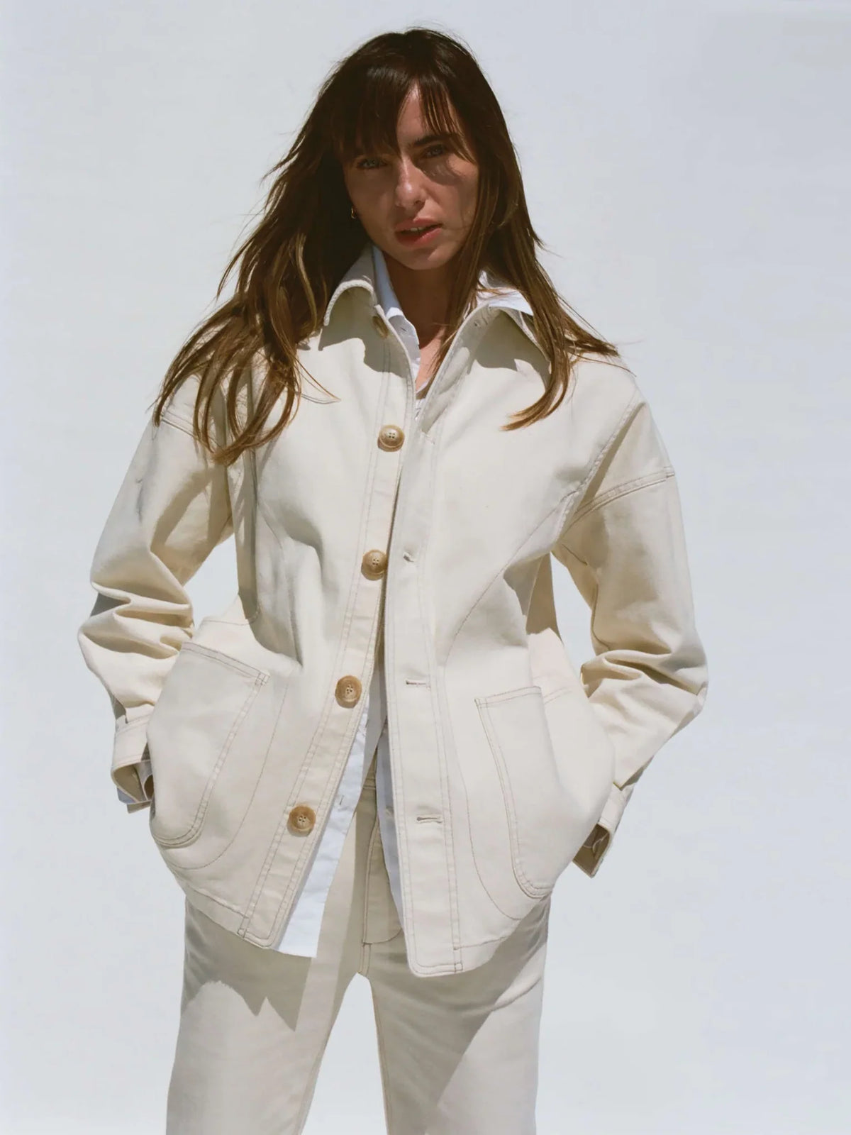 Faherty | Sunwashed Canvas Chore Jacket in Sea Salt
