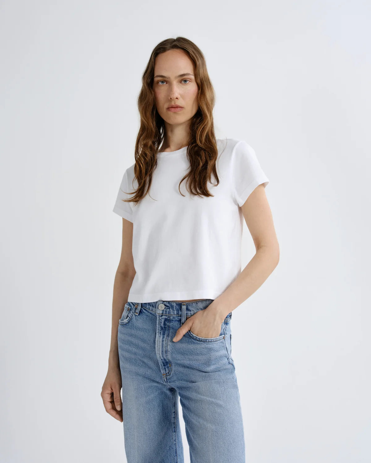 AGOLDE | Adine Shrunken Tee in White