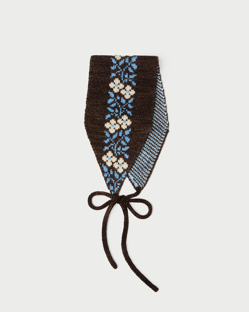 Loeffler Randall | Augie Knit Ear Scarf in Brown/Cream