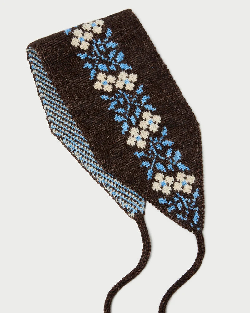 Loeffler Randall | Augie Knit Ear Scarf in Brown/Cream