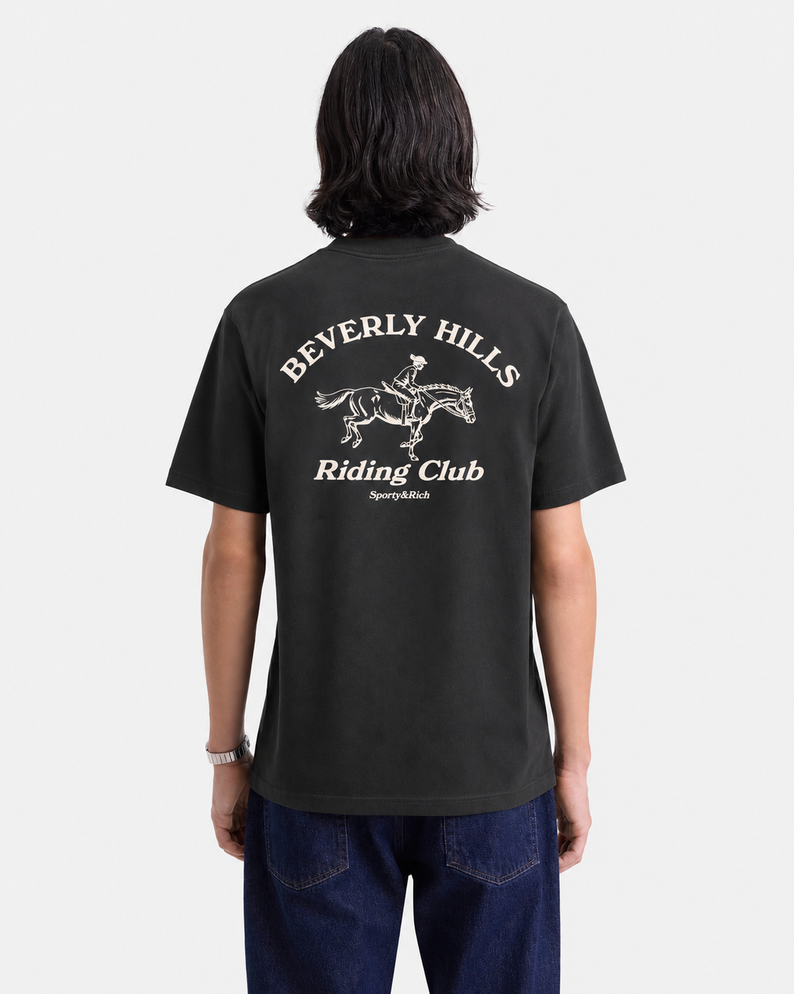 Sporty & Rich | BH Riding Club T-Shirt in Faded Black