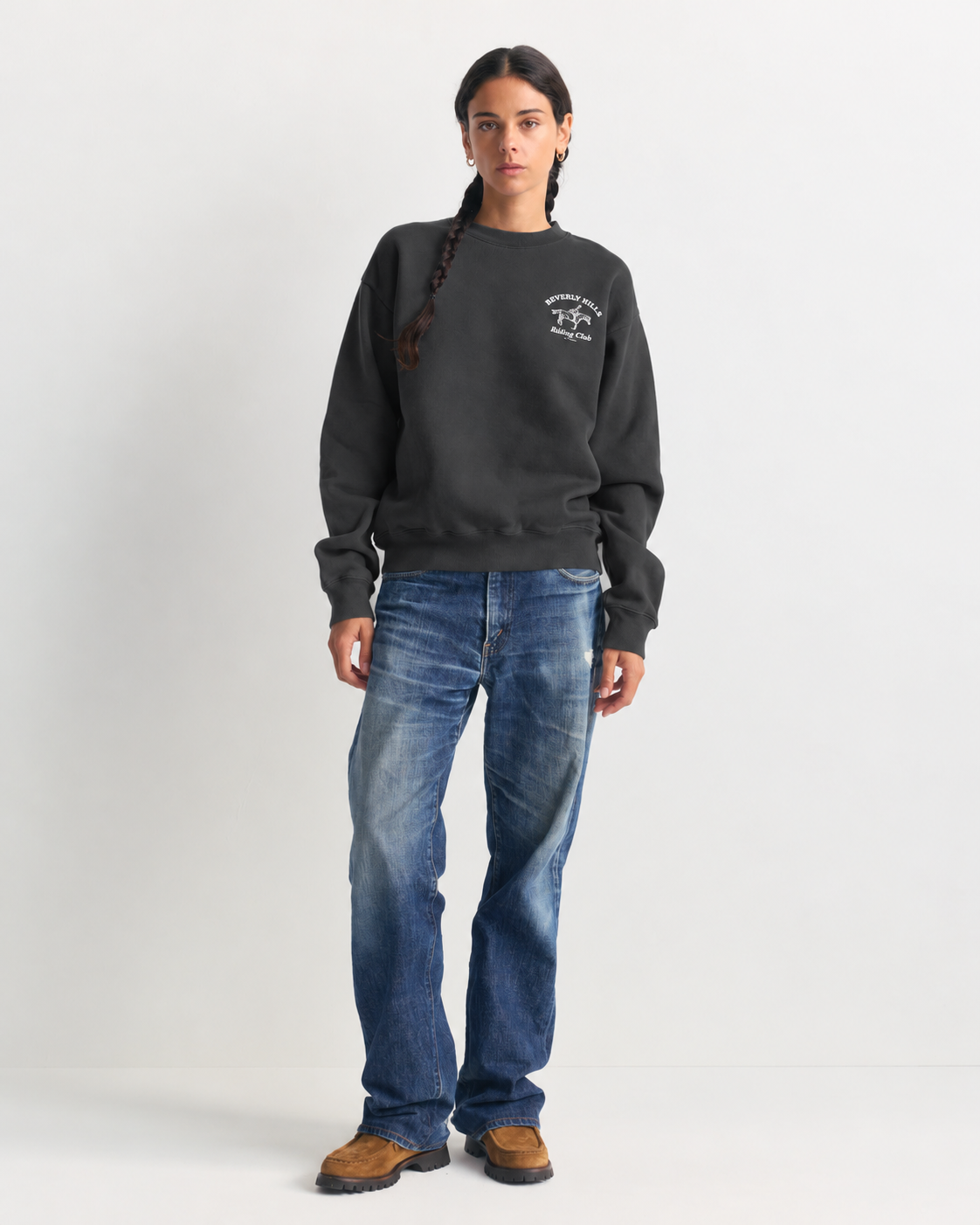 Sporty & Rich | BH Riding Club Crewneck in Faded Black