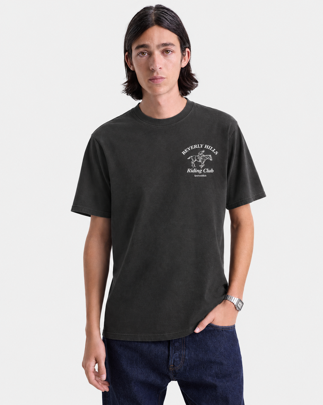 Sporty & Rich | BH Riding Club T-Shirt in Faded Black