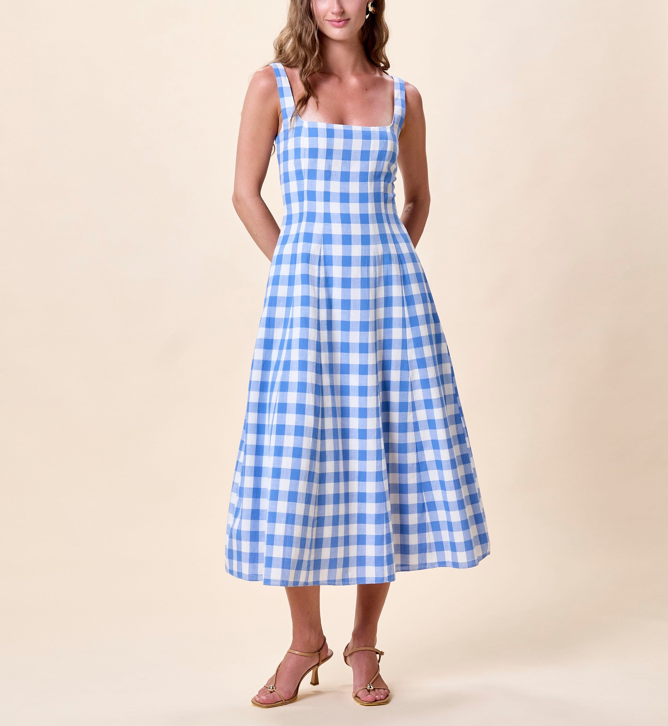 Cleobella | Ardena Ankle Dress in Blue Bonnet Gingham