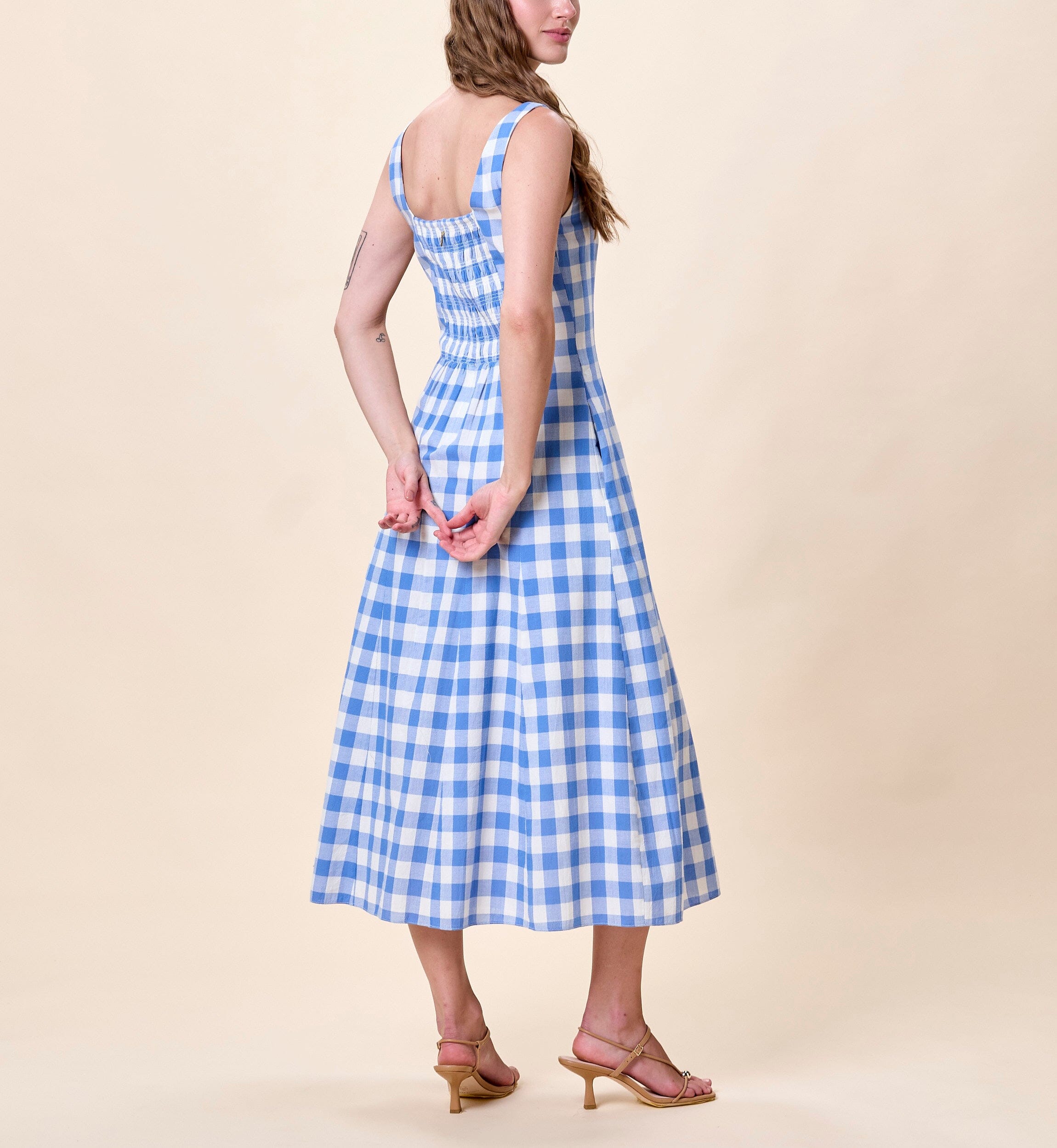 Cleobella | Ardena Ankle Dress in Blue Bonnet Gingham