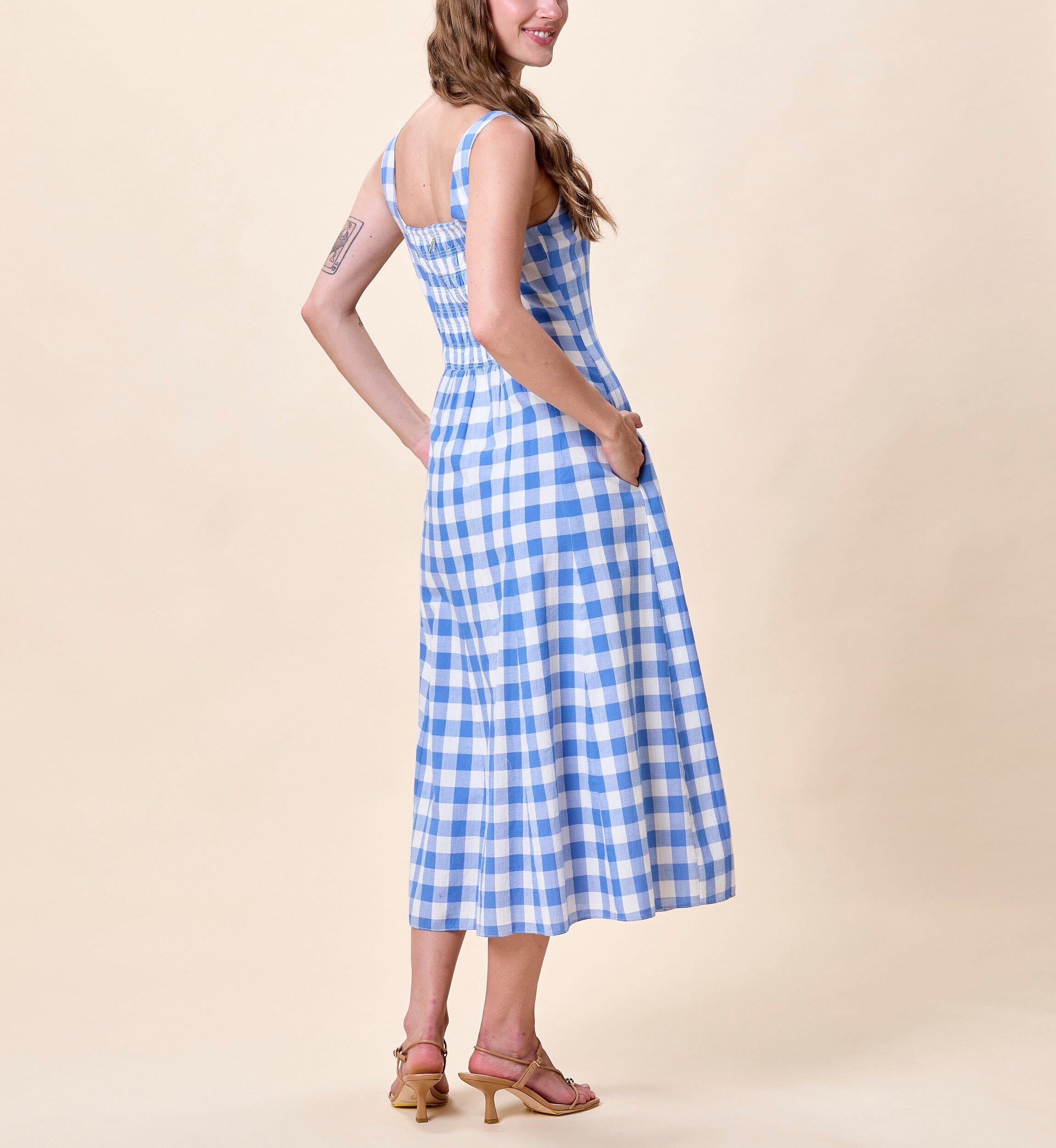 Cleobella | Ardena Ankle Dress in Blue Bonnet Gingham