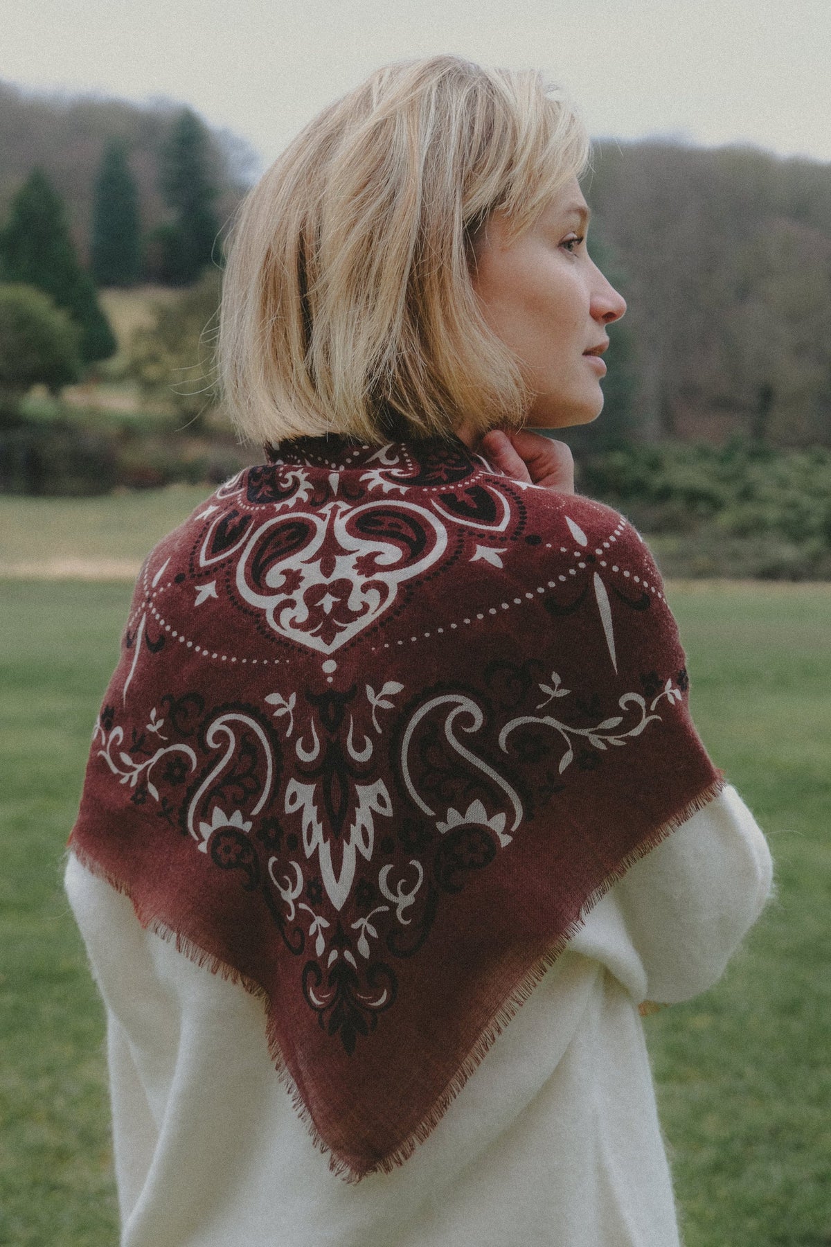 Bandana Chocolate Scarf (Wool/Silk Blend)
