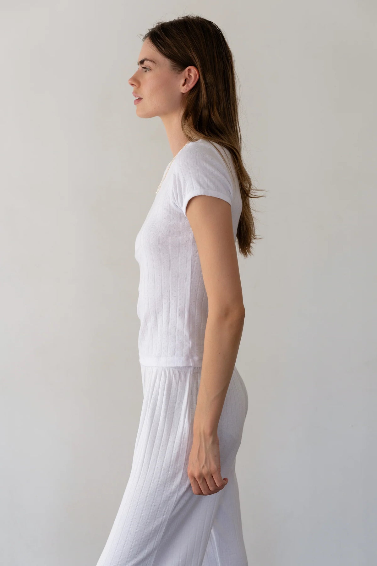 DONNI. | The Pointelle Baby Tee in Powder