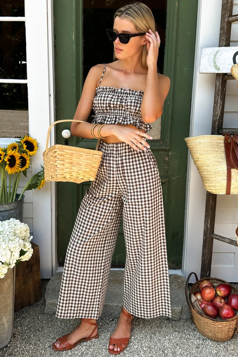 Emerson Fry | Pull On Pocket Pant in Cocoa Gingham