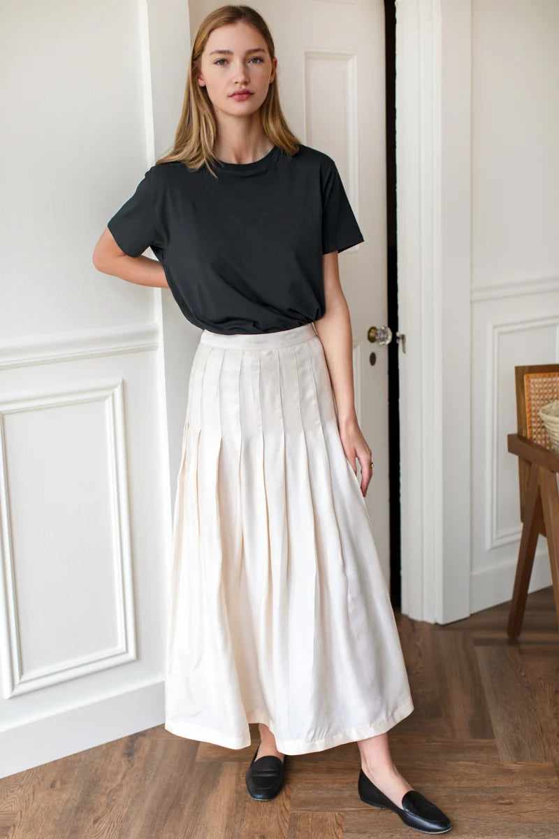 Emerson Fry | Atelier Pleated Maxi Skirt in Arctic Wolf