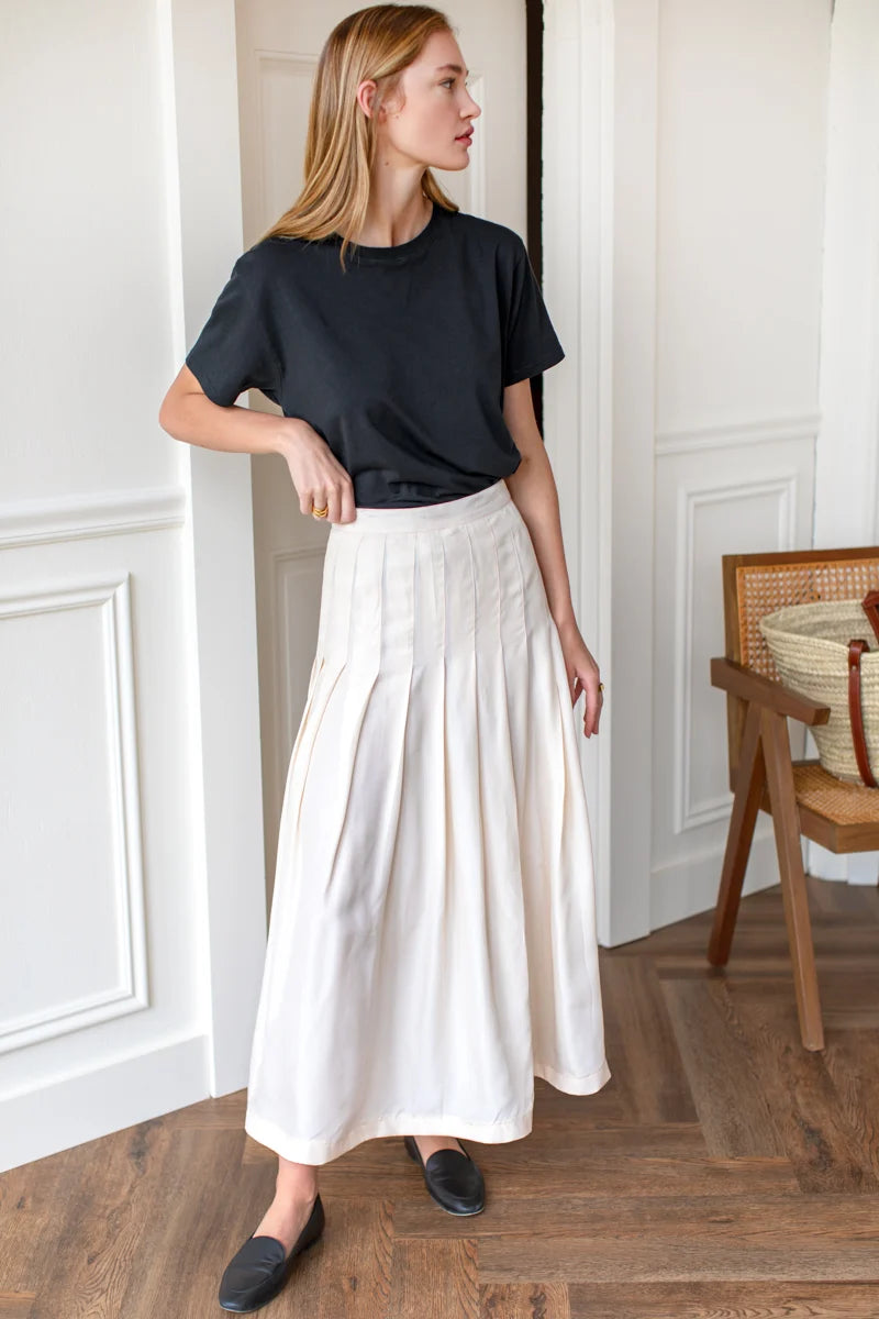 Emerson Fry | Atelier Pleated Maxi Skirt in Arctic Wolf