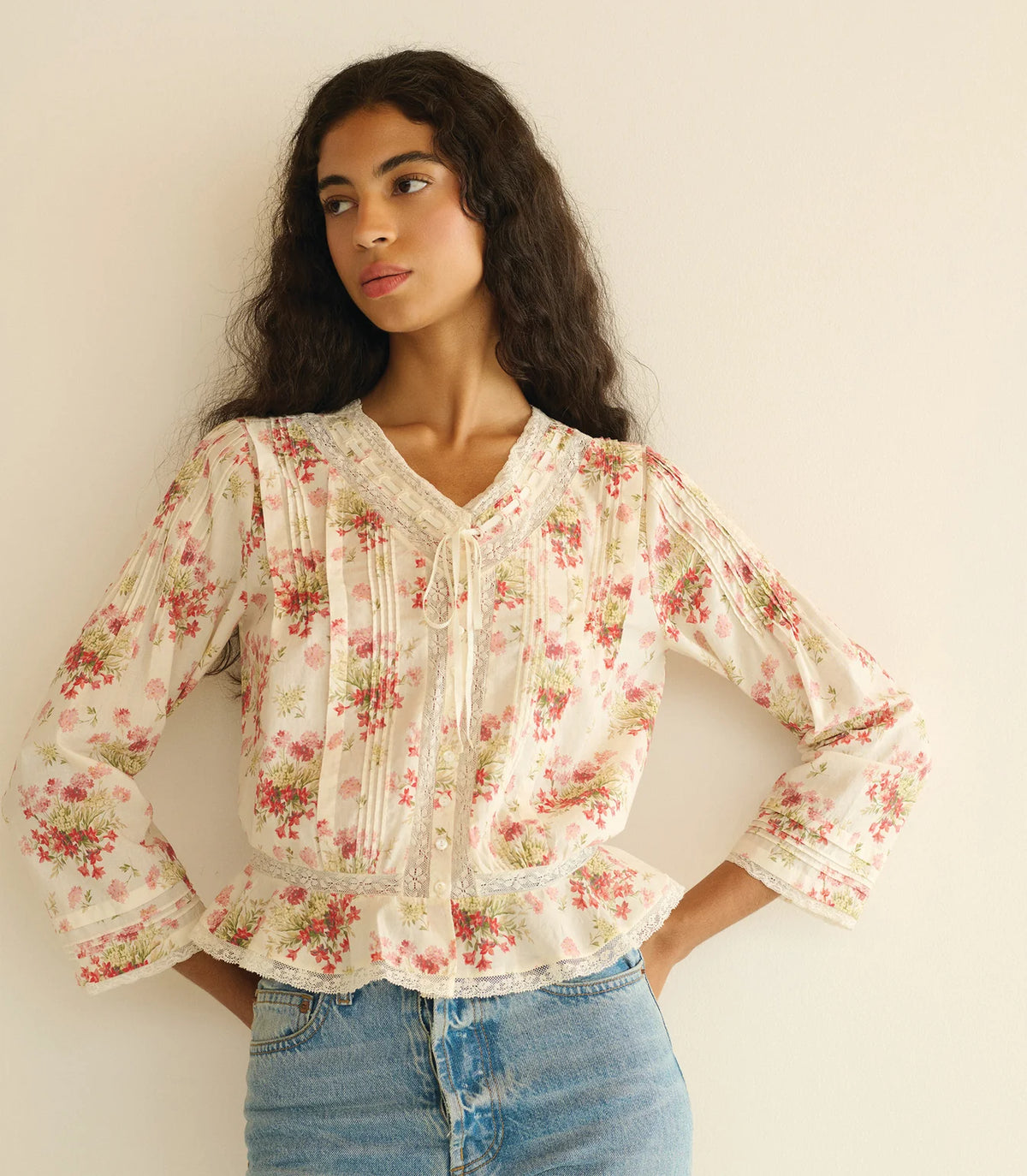 DÔEN | Hillock Top in Ivory Lantana Floral