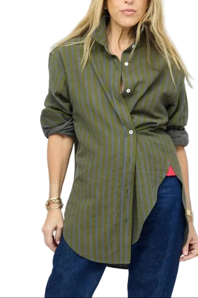 Kerri Rosenthal  | Jack Flannel Shirt in Country Mist & Army Green